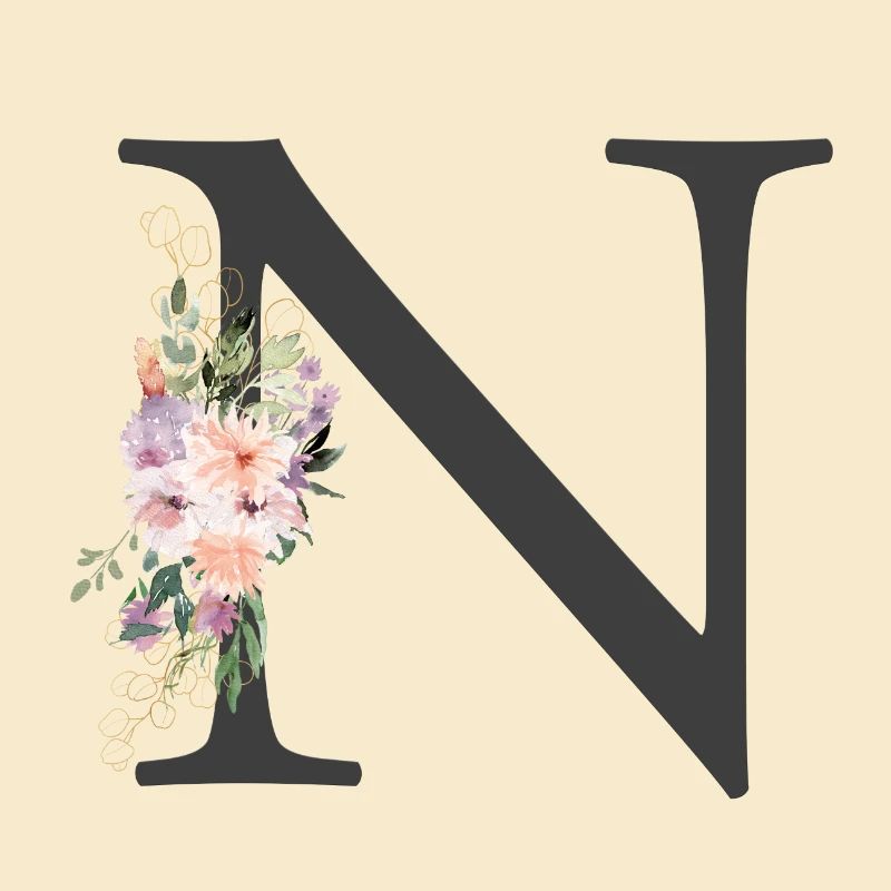 Lettre N, Monogramme, Fleurs