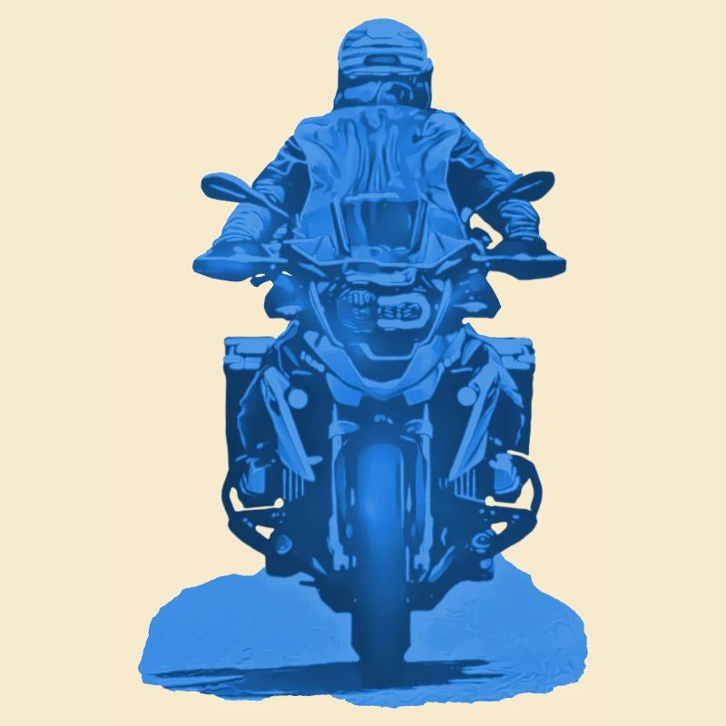 Motorradfahrer blau