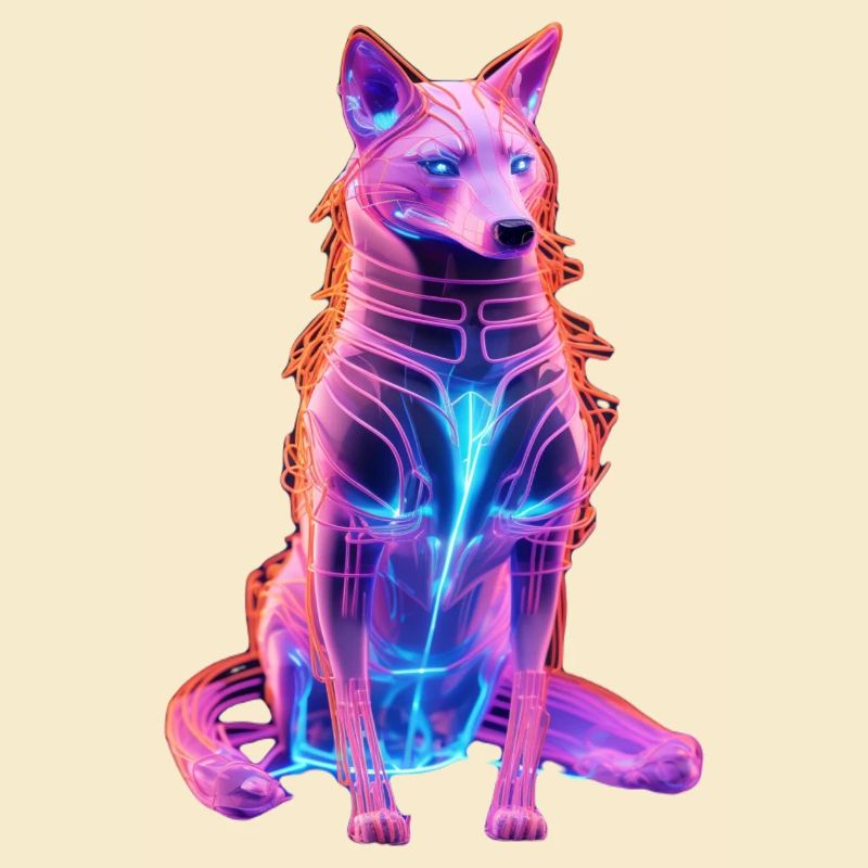 Neon Cyberwolf Kunstdesign