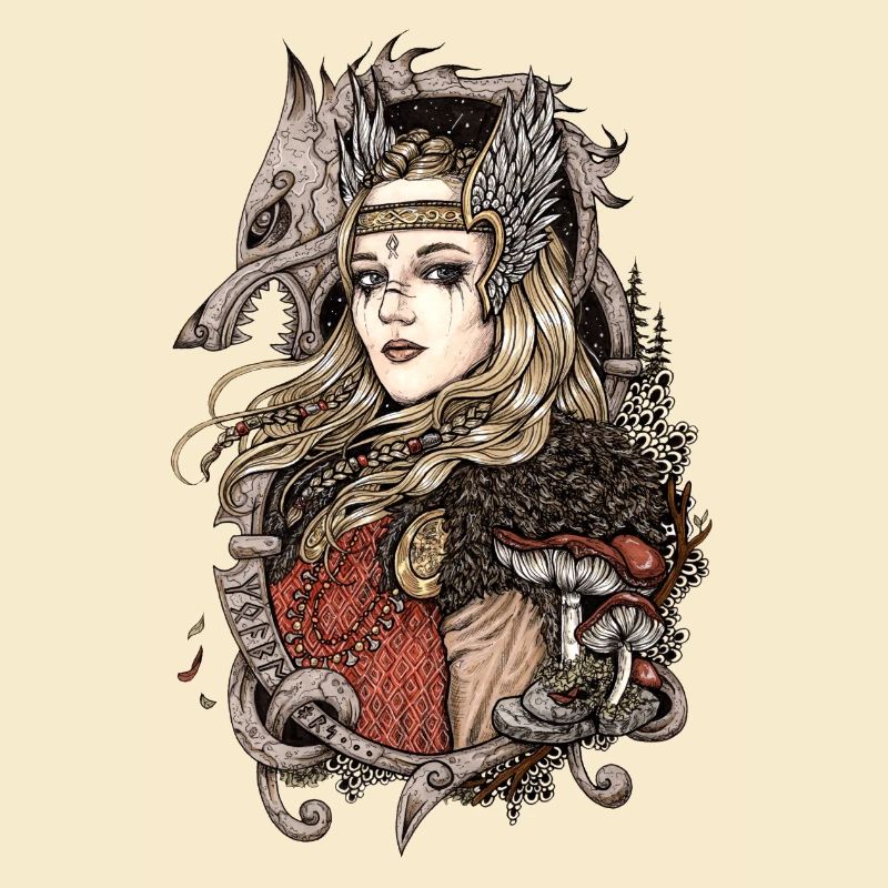 Valkyrie with a wolf