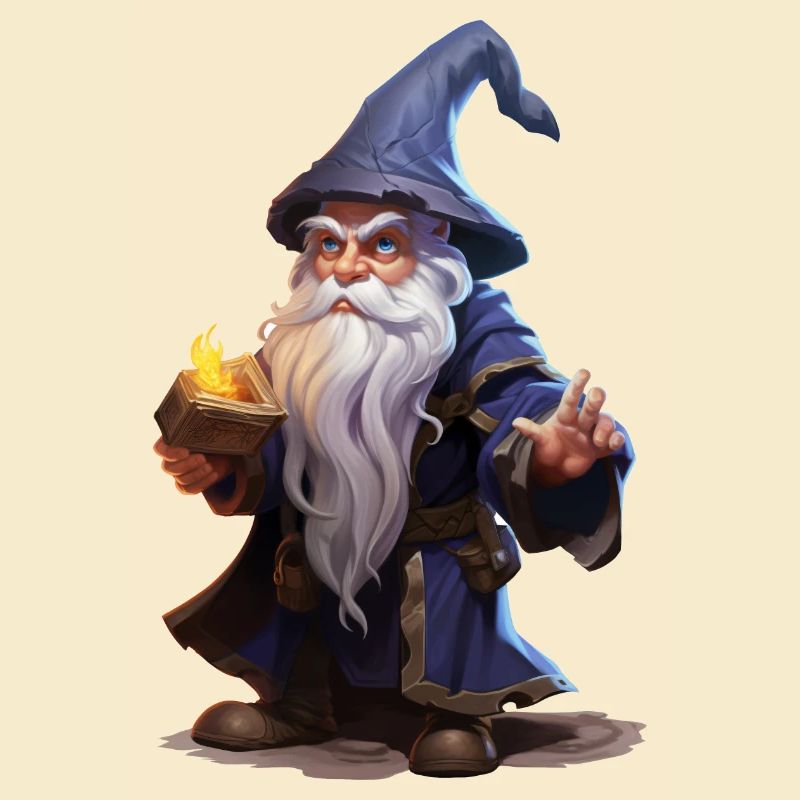 Cartoon Magier mit langem Bart – Fantasy RPG