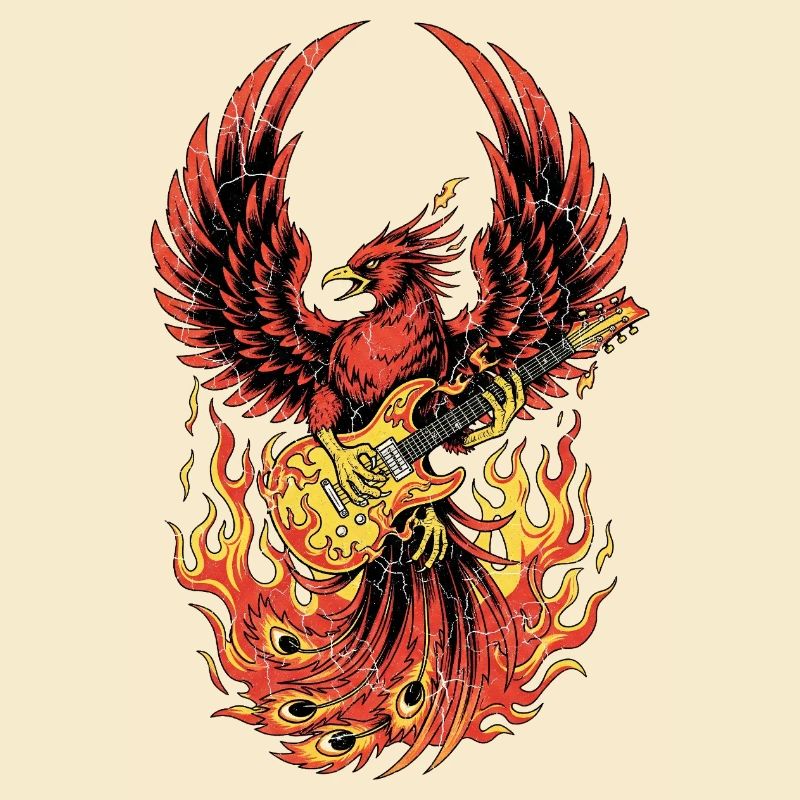 Fiery Eagle Guitare Rock Design