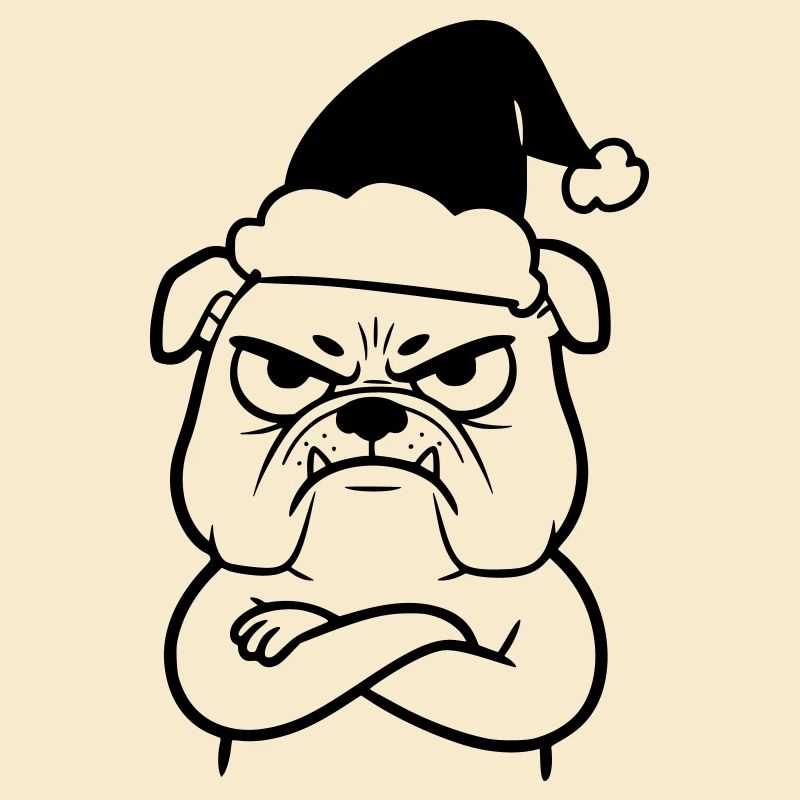 Illustration de dessin animé de bouledogue de Noël