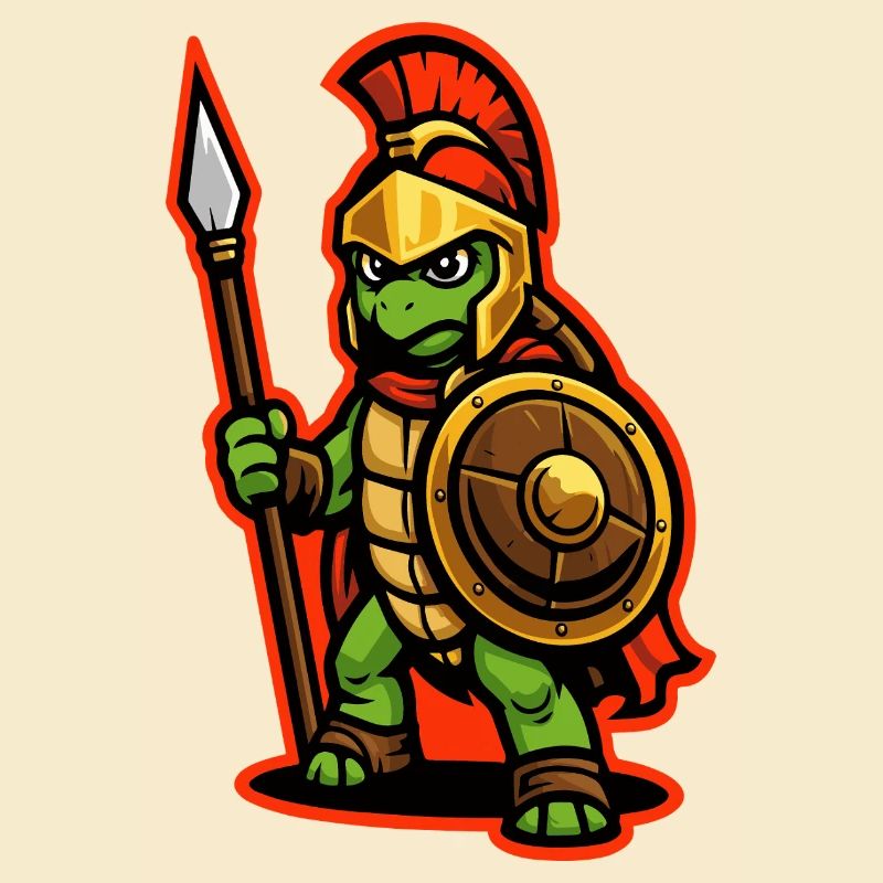 Spartan Turtle Warrior with Shield and Spear
