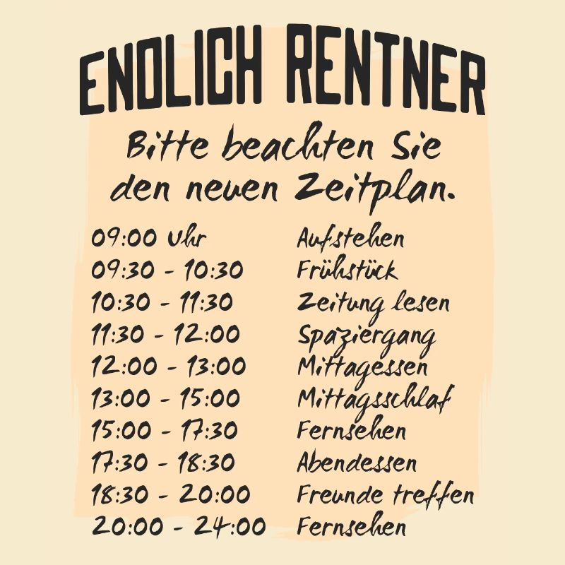 Rentner Zeitplan Tagesablauf