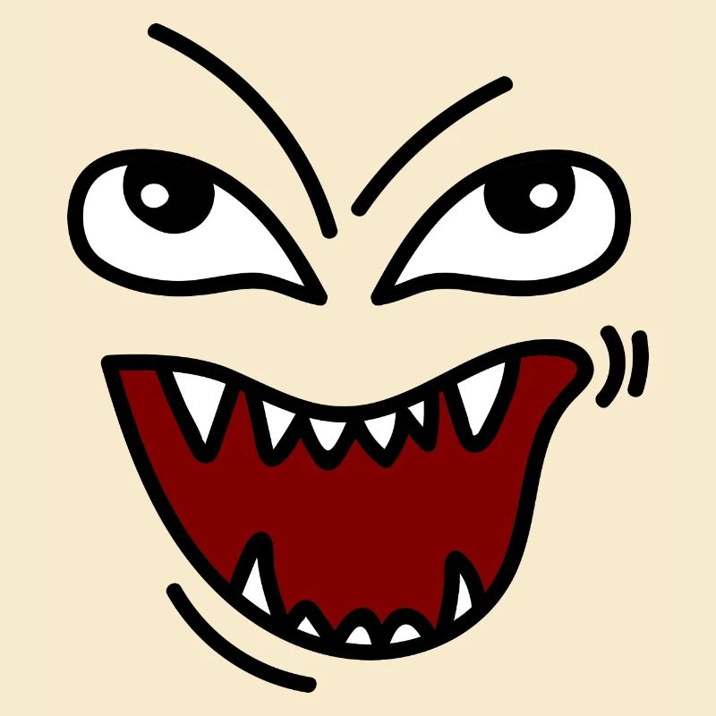 Angry face with teeth