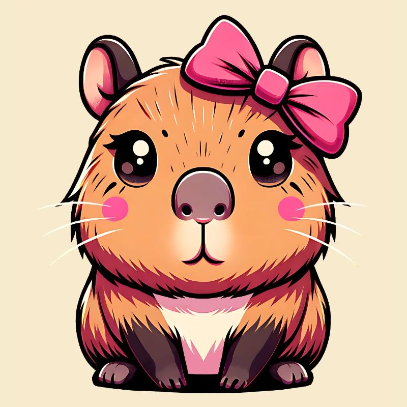 Mignon Capybara Nœud Rose Capybara