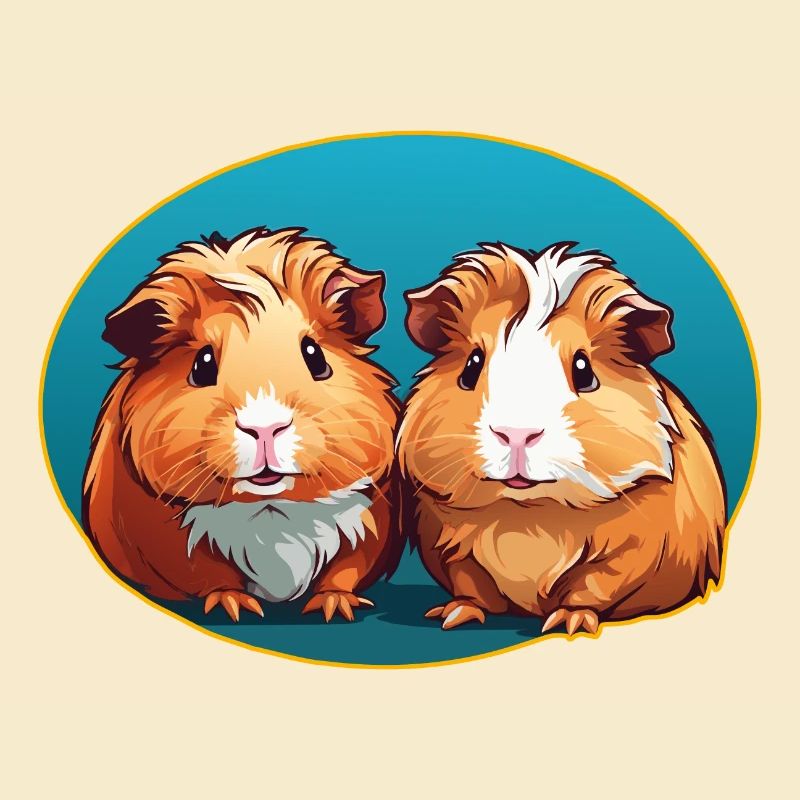 deux cochons d’Inde mignons dans l’ovale bleu