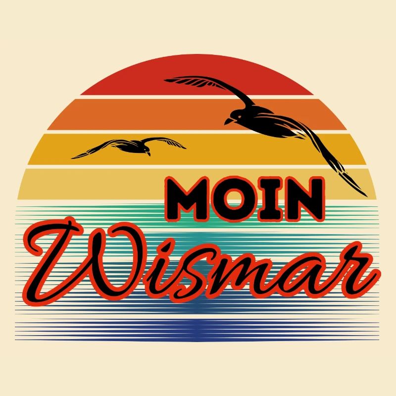 Moin Wismar avec mouette dans un style rétro