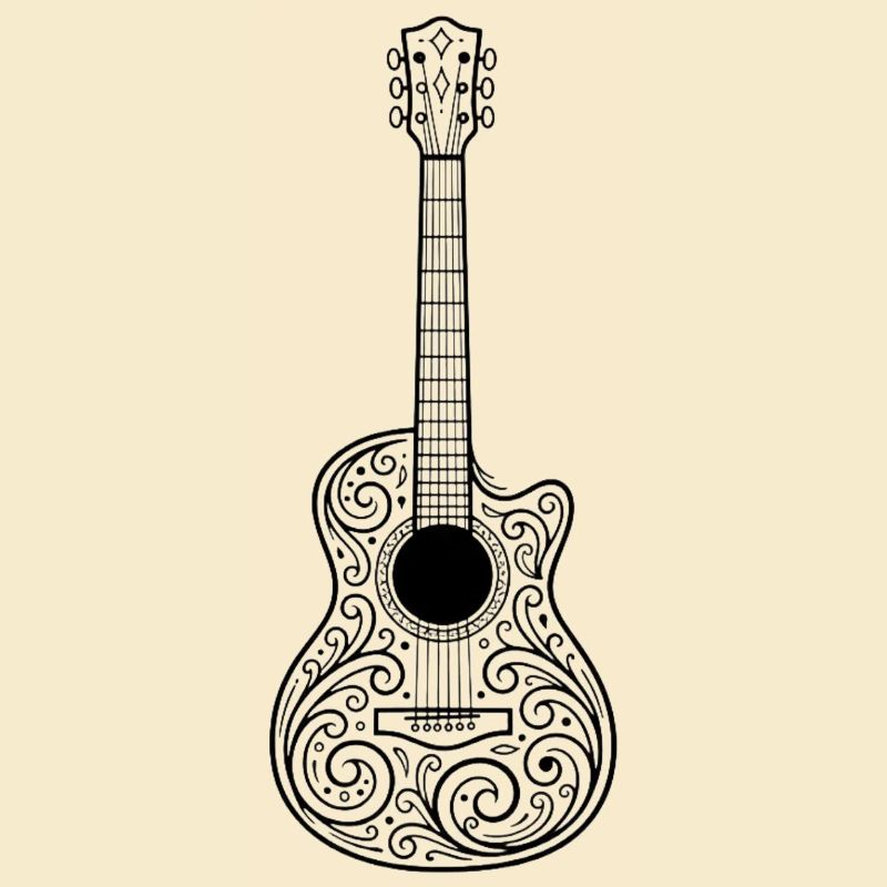 Ornament Guitar Pattern Illustration