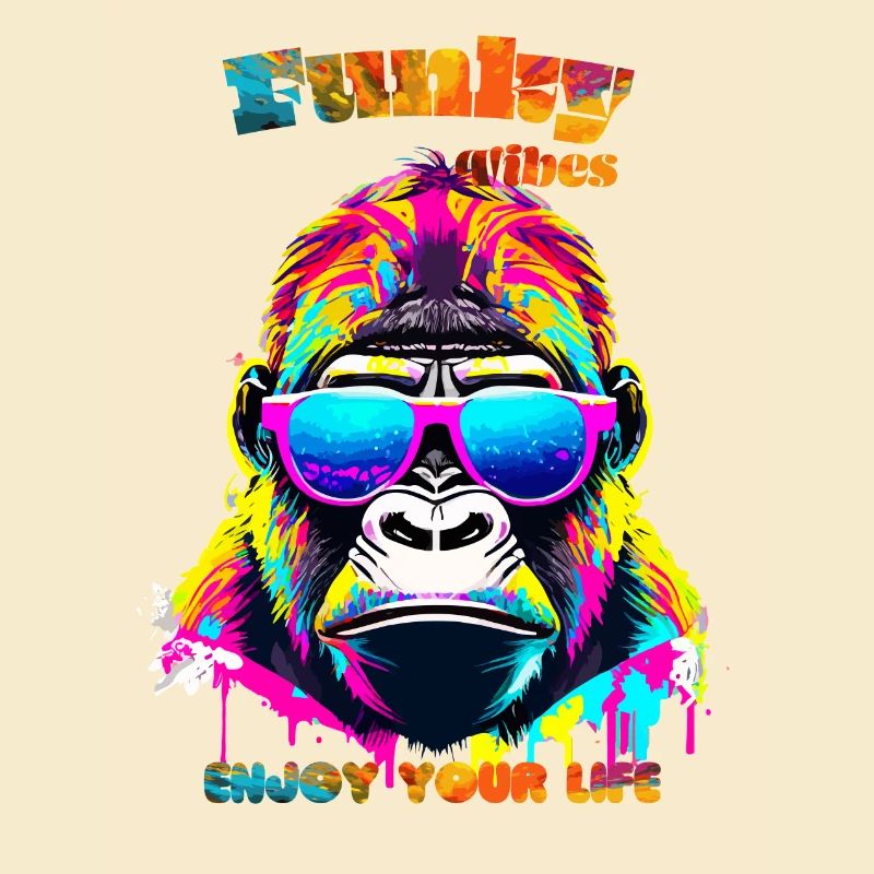 Funky Vibes. Genieße dein Leben. Gorilla