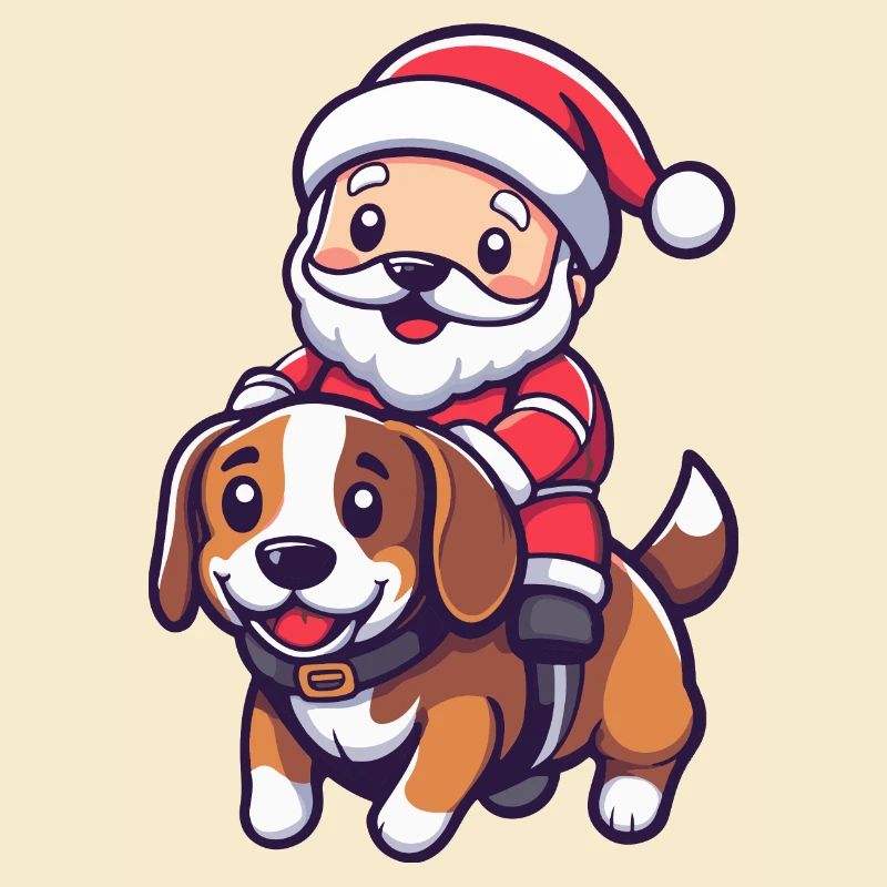 Beagle Hund Weihnachtsmann