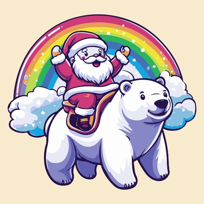 Eisbär Weihnachtsmann Regenbogen