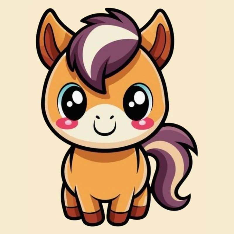 Süßes Chibi-Pony mit lila Mähne