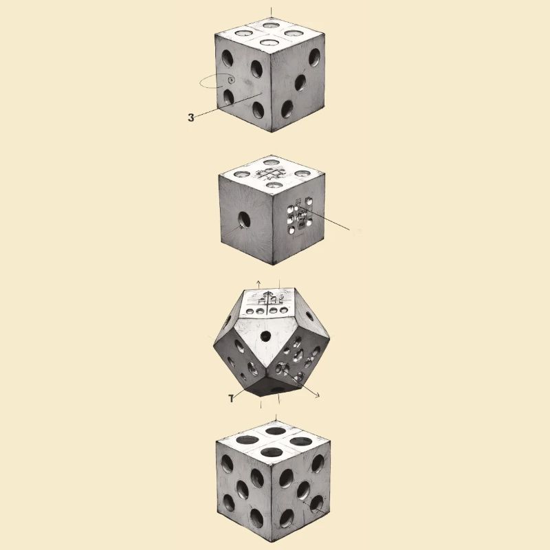Geometric D6 Dice – Minimalist Design