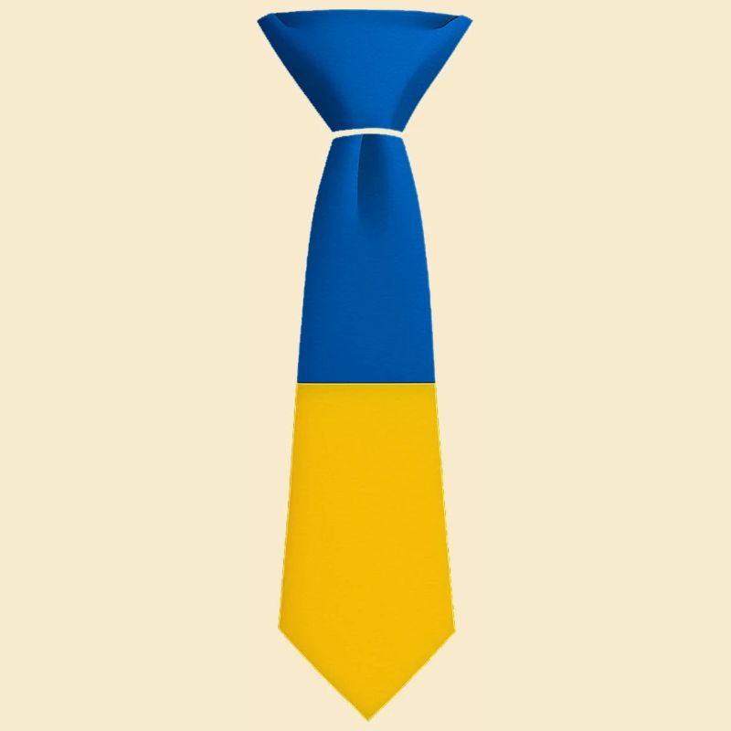 Cravate en blocs de couleur bleu et jaune