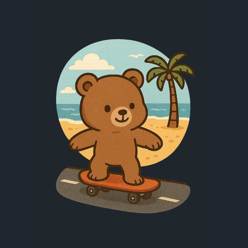 Teddy bear on a skateboard