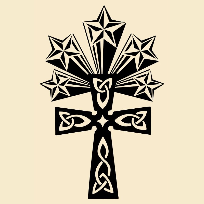 Celtic cross shining stars