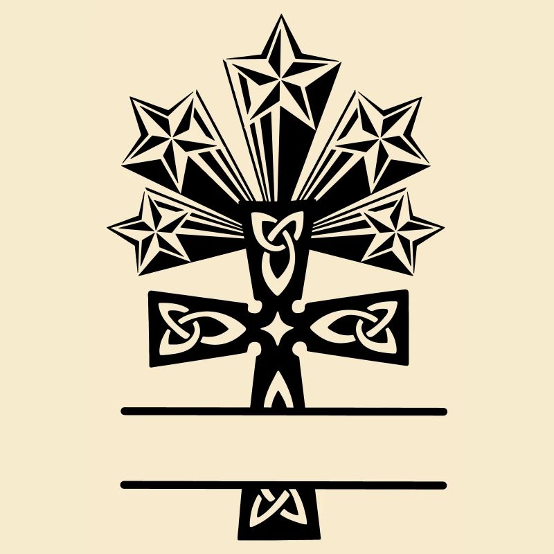 Celtic cross five star monogram