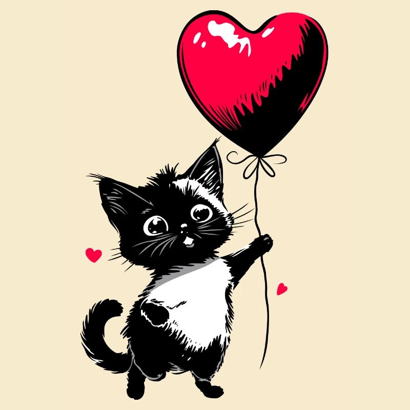 Katze mit Herz Luftballon - Heartful Creatures