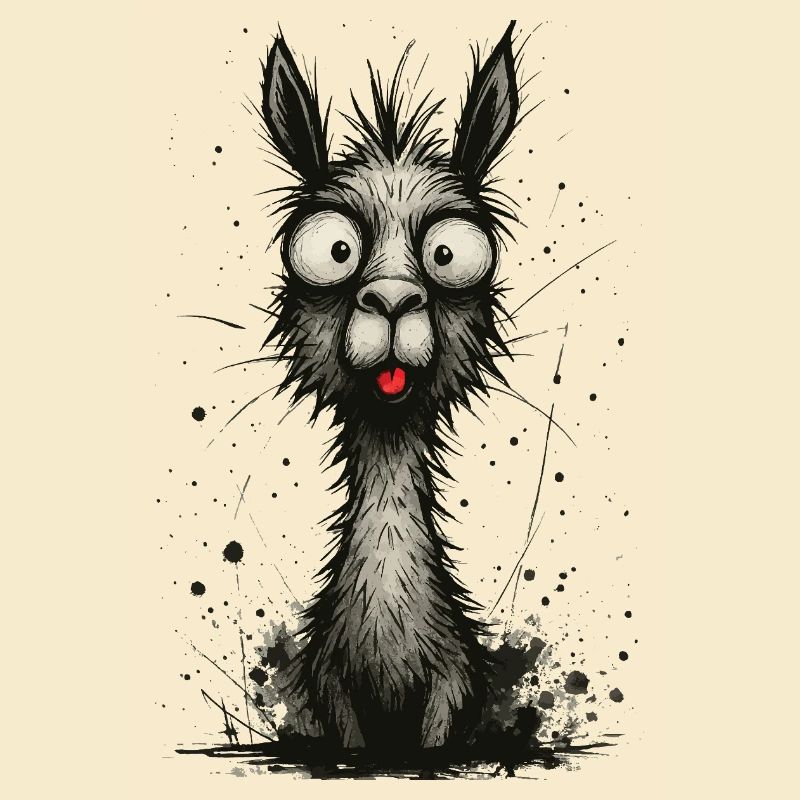 Funny llama with tongue – comic book splash