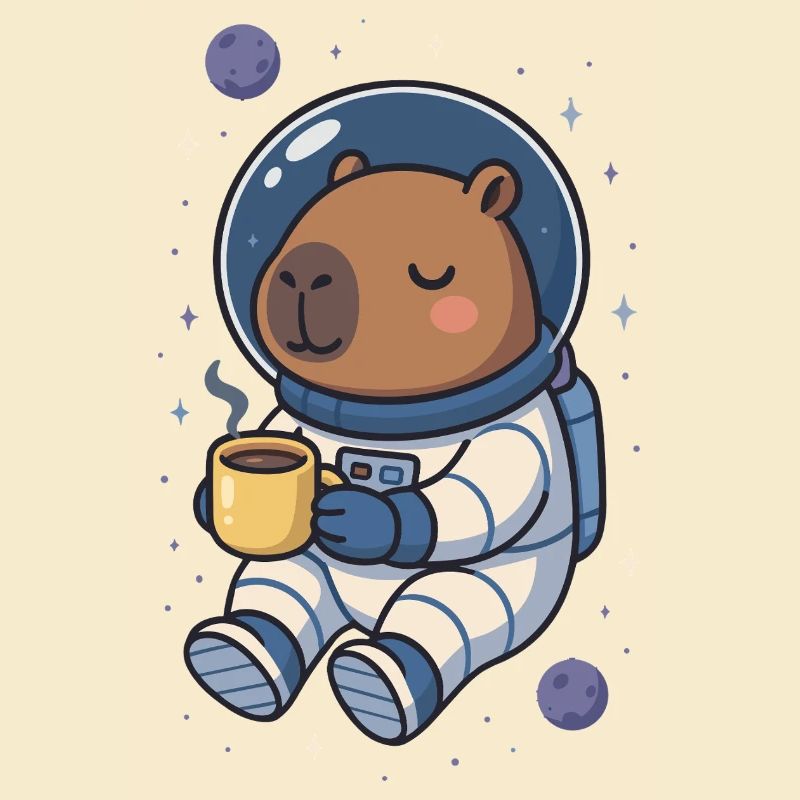 Capybara Astronaut – Coffee in Space ☕🪐