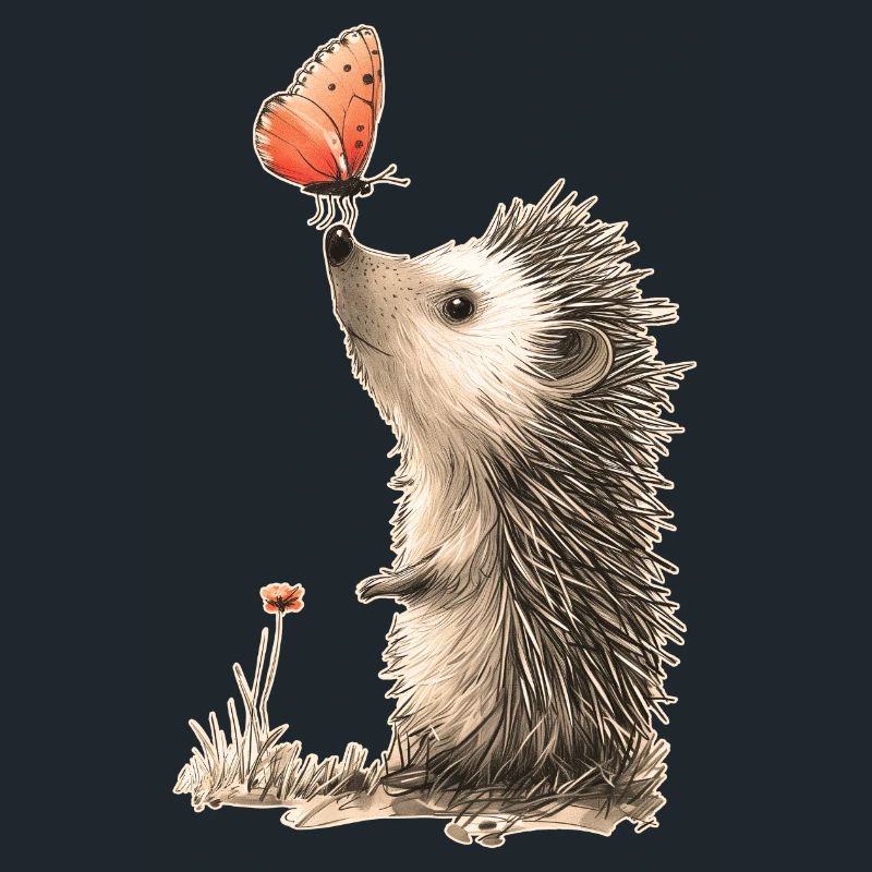 Hérisson et papillon
