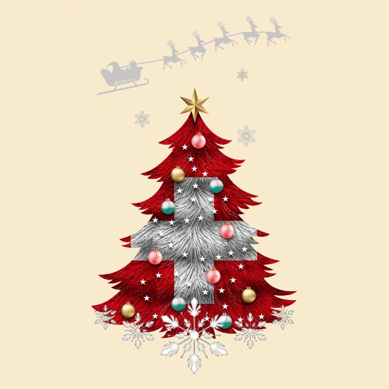 Weihnachtsbaum mit Schweizer Fahne