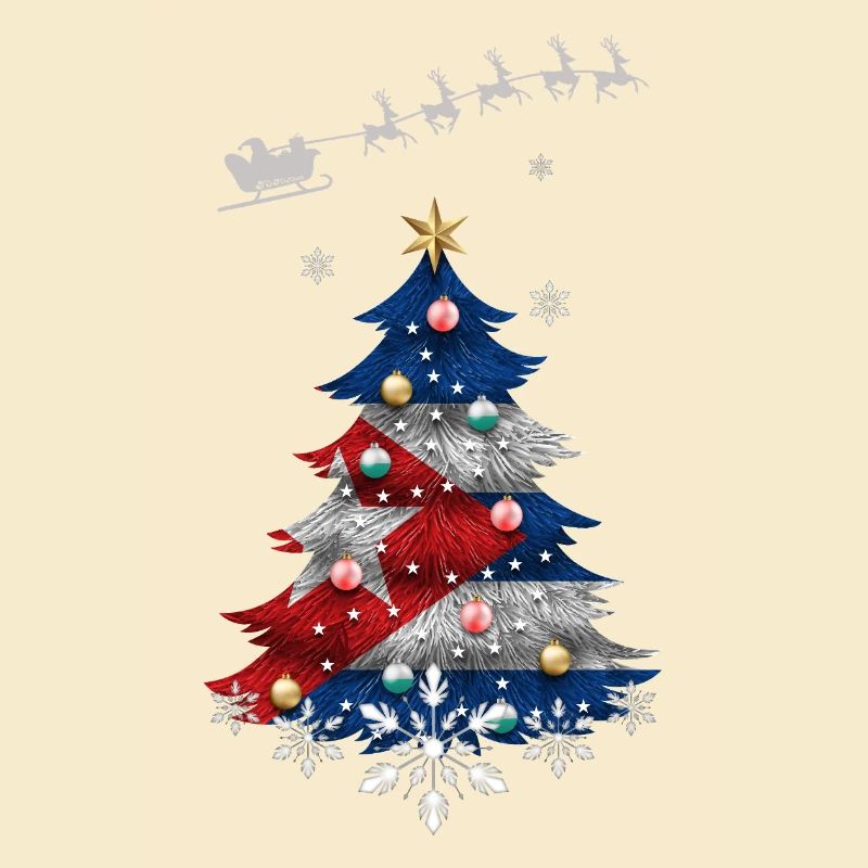 Weihnachtsbaum mit Kuba-Flagge