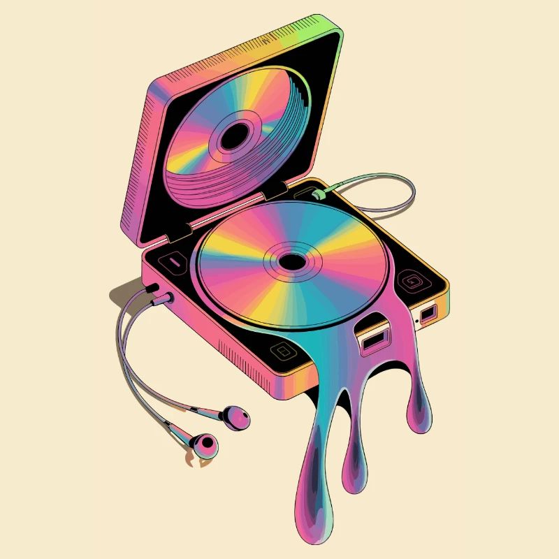 Retro Discman Psychedelic CD Player 90s