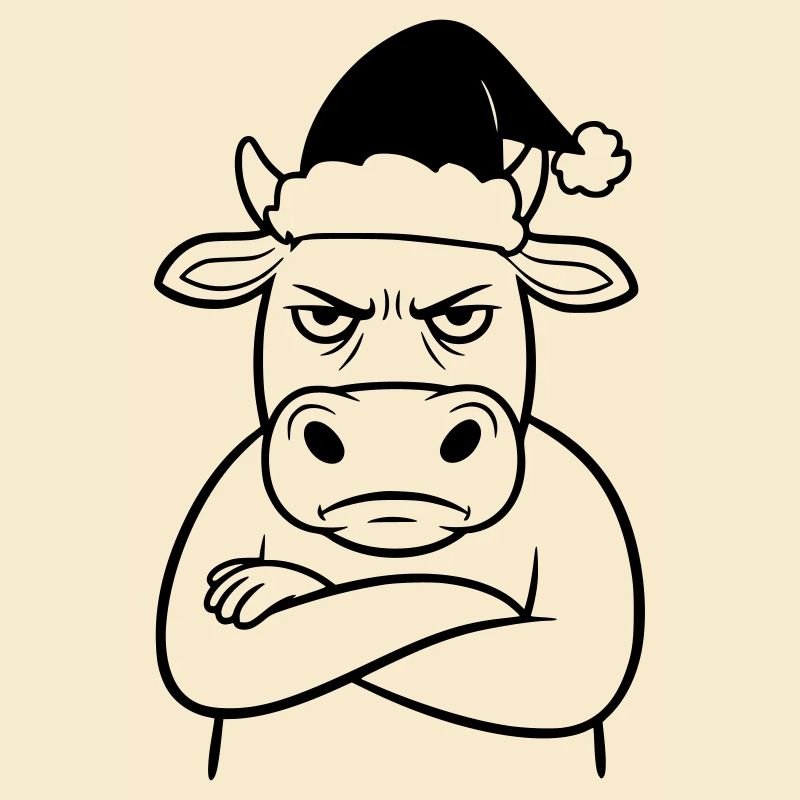 Funny Grumpy Cow for Christmas