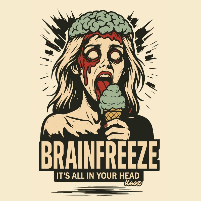 Frau mit Gehirn und Eis Brainfreeze