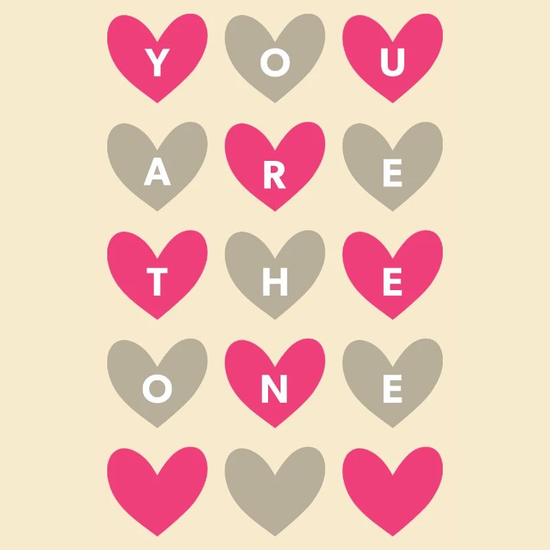 You Are The One Pink Romantic Heart Pattern Art