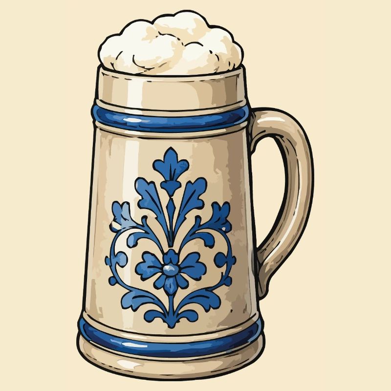 Blue Floral Decor Beer Stone Art