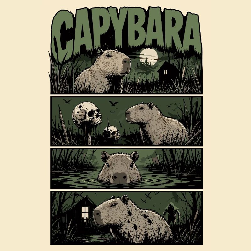 Horreur de capybara dans la baignade nocturne