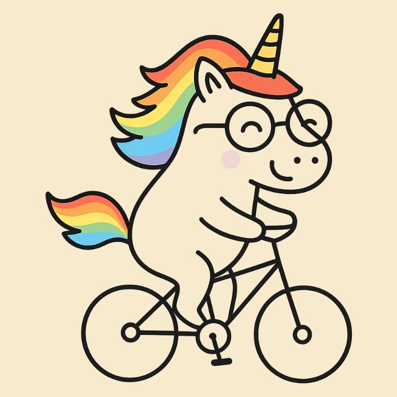 Rainbow Unicorn on Bicycle