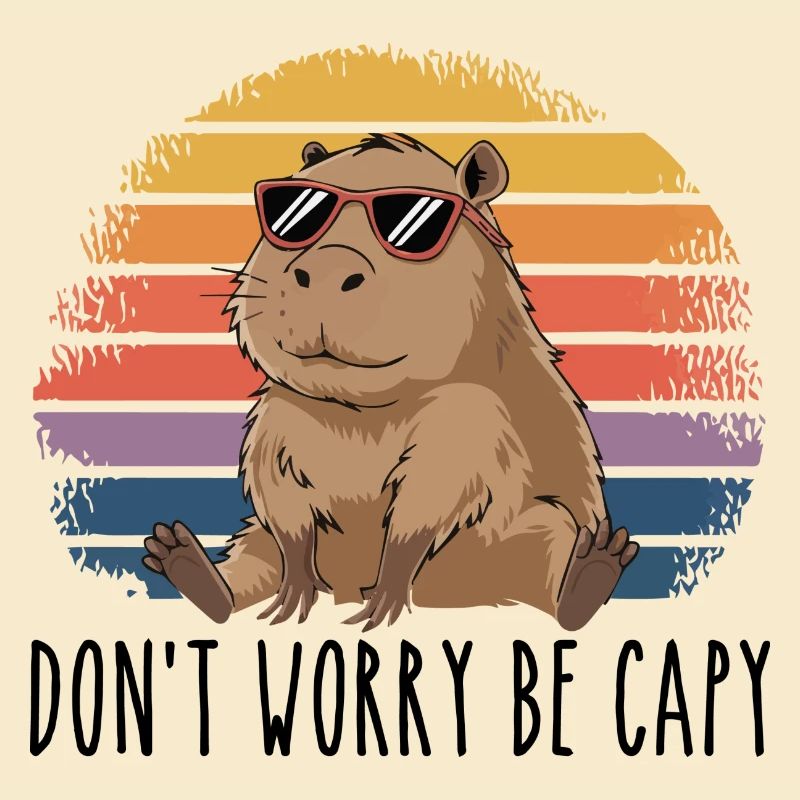 Retro Rodent Funny Capybara Dont Be Worry Be Capy