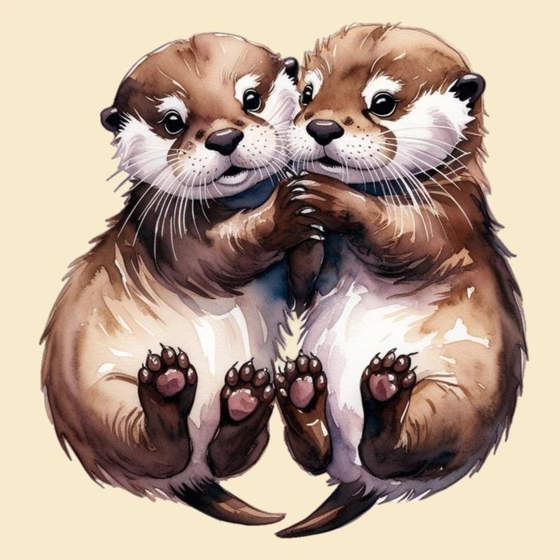 Kuschelnde Otter