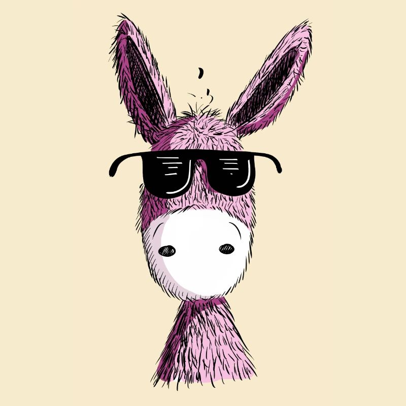 Cooler Pinker Esel mit Sonnenbrille I Muli I Fun