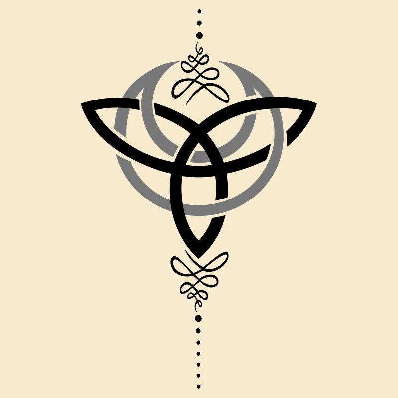 Lune celtique, croissant de lune avec le symbole de la Trinité.
