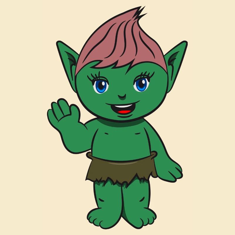troll fille douce cher dessin animé drôle spitzohr