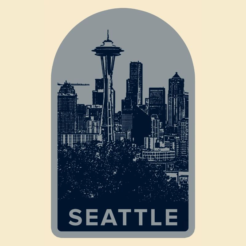 Badge Seattle Skyline : Silhouette Space Needle