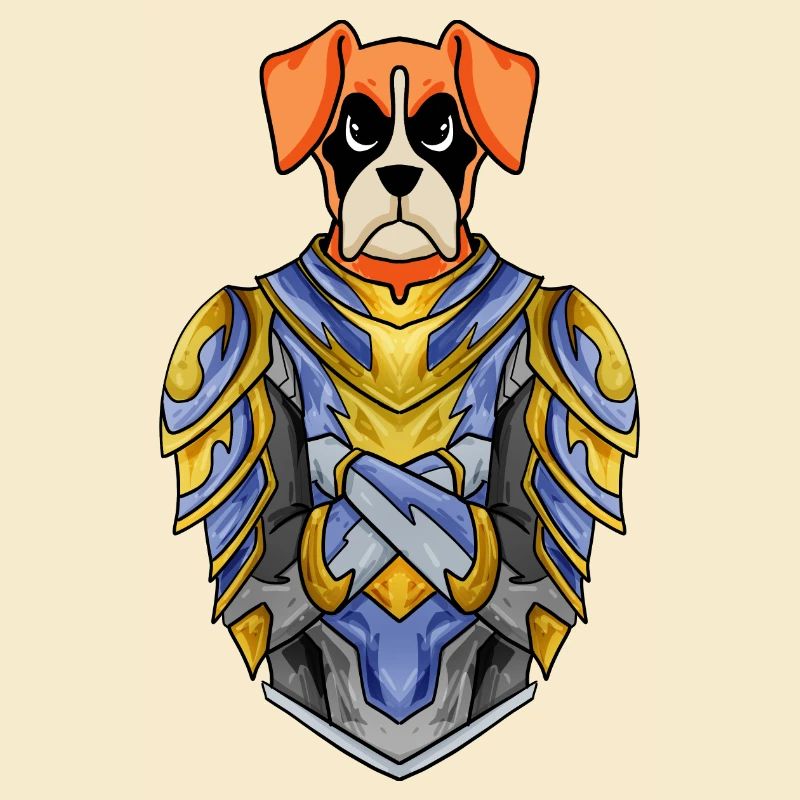 Knight Dog Dog Breed German Boxer with Armor