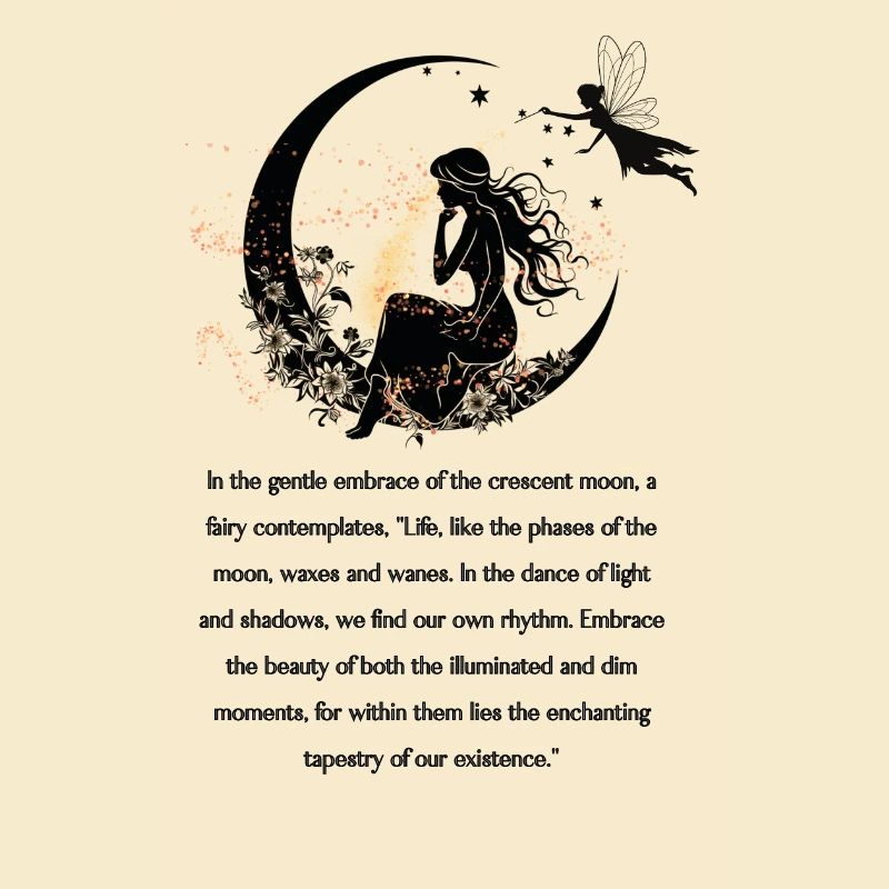 Contemplation de la conception de la fée assise sur la lune