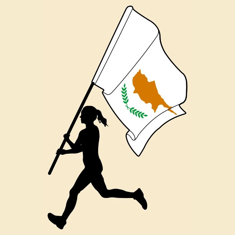 Zypern Flagge Frau Läuft