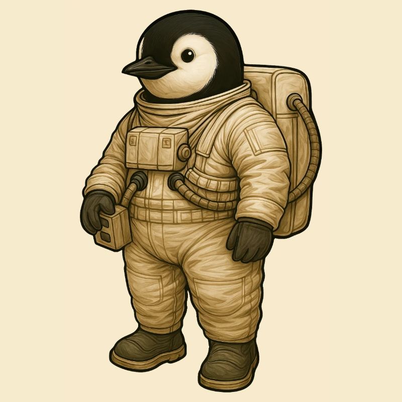 Mignon pingouin astronaute dans l’aventure spatiale