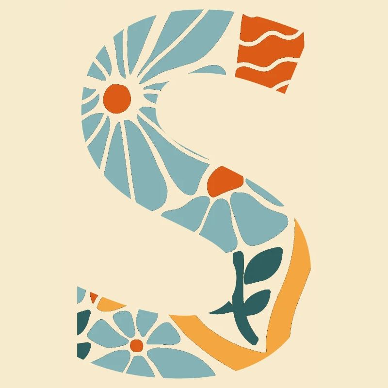 Lettre s fleurs groovy idée cadeau 