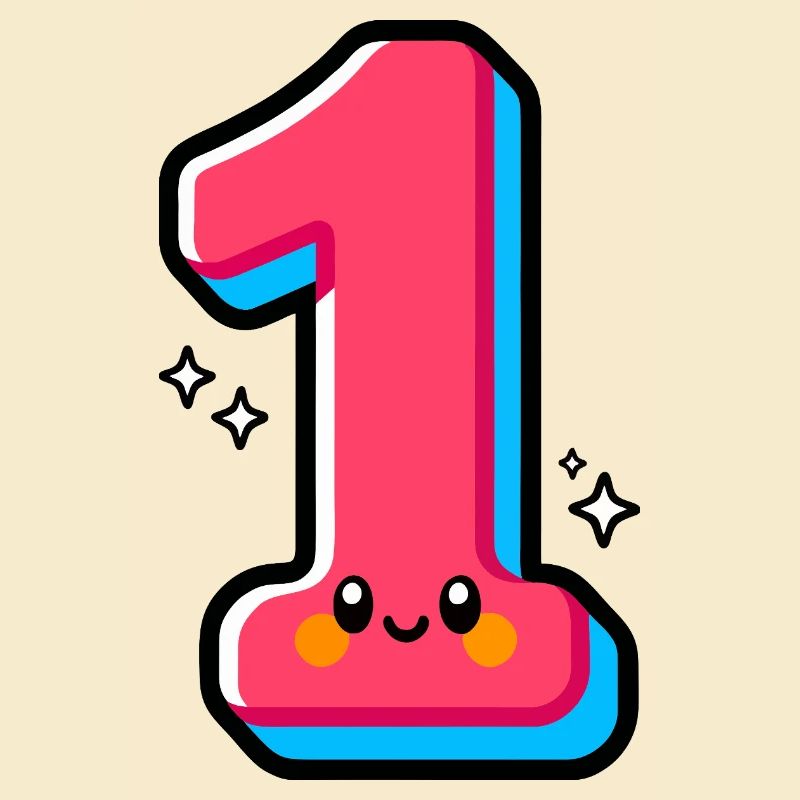 Nummer 1 Happy Pink Illustrated