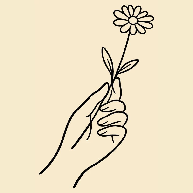 Ligne de main avec fleur