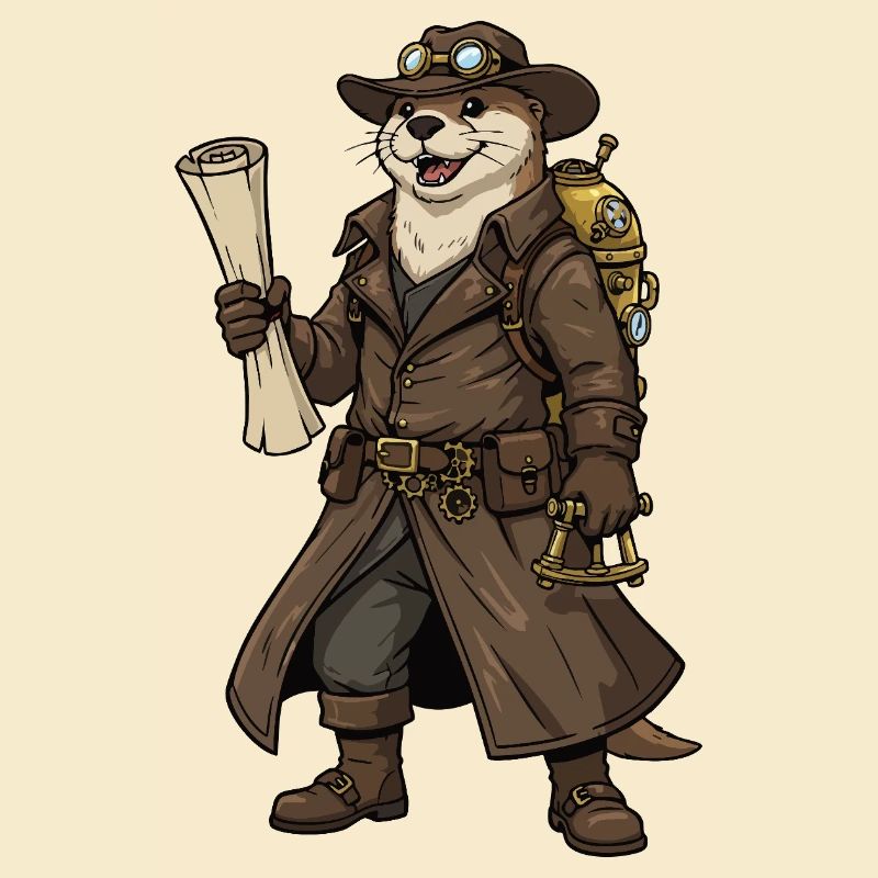 Loutre Exploratrice Steampunk Cartographe Rétro